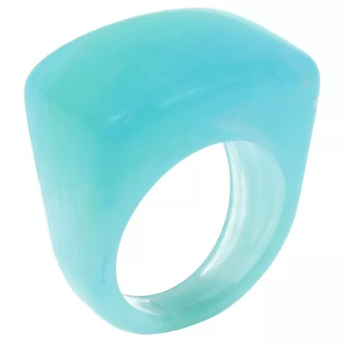Anello grande in resina - Misura 54 - Turchese marmorizzato x1