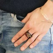 Anello grande in resina - Misura 54 - Turchese marmorizzato x1