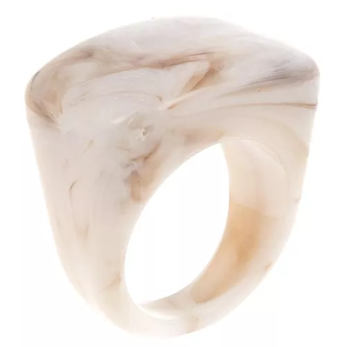 Anello grande in resina - Misura 54 - Beige - Marrone marmorizzato x1