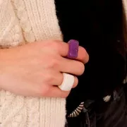 Anello grande in resina - Misura 54 - Beige - Marrone marmorizzato x1