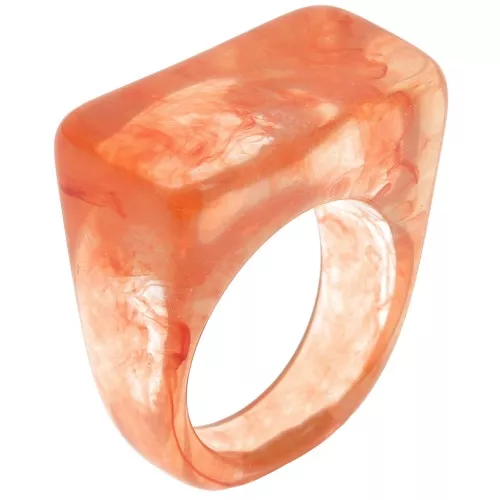 Anello grande in resina - Misura 54 - Trasparente salmone marmorizzato x1