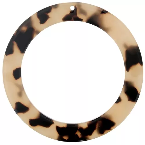 Pendente cerchio scavato in acetato 54.5 mm - Tartaruga - Beige - Nero x1
