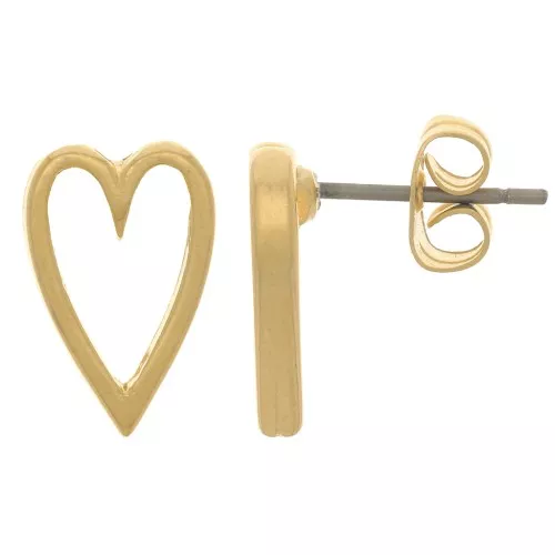 Orecchini perno cuore 13x8 mm - Dorato con oro fino x2