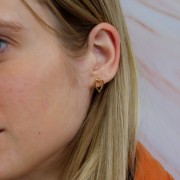 Orecchini perno cuore 13x8 mm - Dorato con oro fino x2