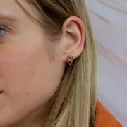 Orecchini perno cuore 13x8 mm - Dorato con oro fino x2