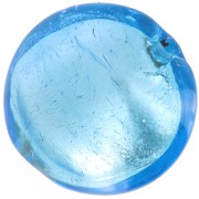 Bombata Murano foglia argento mm. 16 Aquamarina x1|raw }}