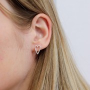 Orecchini perno cuore 13x8 mm - Placcatura argento fino x2