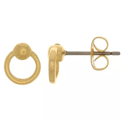 Orecchini perno a cerchio 7 mm -Dorato con oro fino x2