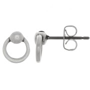 Orecchini perno a cerchio 7 mm - placcatura argento fino anticato x2|raw }}