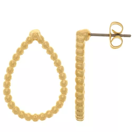 Orecchini a perno goccia con palline 23x16 mm - Dorato con oro fino x2