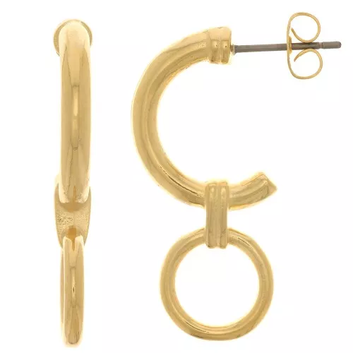 Orecchini perno design etnico 30x12 mm -Dorato oro fino x2