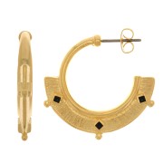 Orecchini a cerchio etnici con resina epossidica 29 mm -dorato oro fino - Nero x2|raw }}