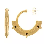 Orecchini a cerchio etnici con resina epossidica 29 mm -dorato oro fino - Nero x2