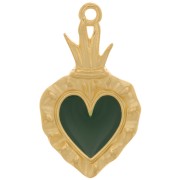 Pendente a cuore Ex-voto 27x15mm con resina eposs. Dorato con oro fino-Verde abete|raw }}