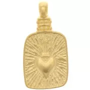 Pendente rettangolo strutturato - Ex-voto Heart 25x12 mm -Dorato con oro finox1