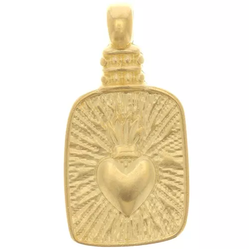 Pendente rettangolo strutturato - Ex-voto Heart 25x12 mm -Dorato con oro finox1