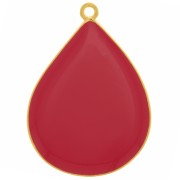 Pendente goccia con resina epossidica 32x23 mm - Dorato con oro fino- Rosso x1