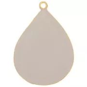 Pendente goccia con resina epossidica 32x23 mm - Dorato con oro fino- Taupe x1