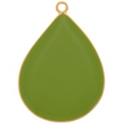 Pendente goccia con resina epossidica 32x23 mm-Dorato con oro fino-Verde chiaro x1|raw }}