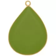 Pendente goccia con resina epossidica 32x23 mm-Dorato con oro fino-Verde chiaro x1