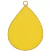Pendente goccia con resina epossidica 32x23 mm - Dorato con oro fino- Giallo x1