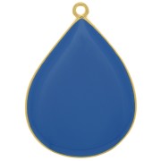 Pendente goccia con resina epossidica 32x23 mm - Dorato con oro fino- Blu reale x1|raw }}