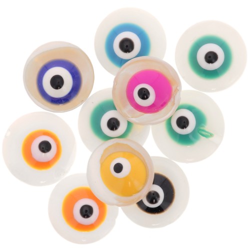 Perline rotonde con occhio in madreperla 9 mm - Naturale - Multicolore x10