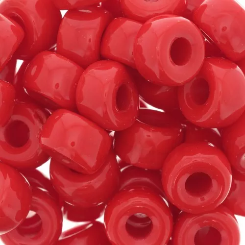 Perle gros trous - Pony Beads - 9 mm - Preciosa - Red Corail x15