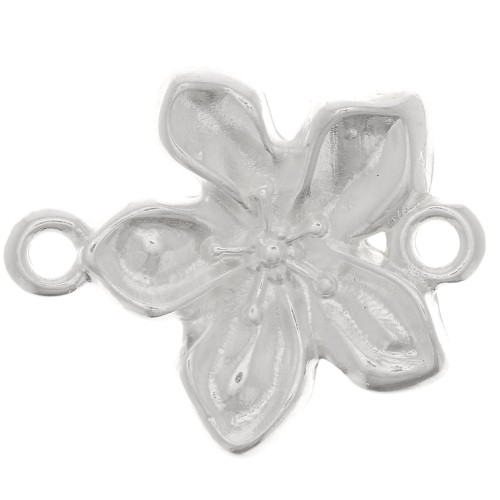 Distanziatore a fiore a 2 anelli 18x15 mm - Placcatura argento fino x1