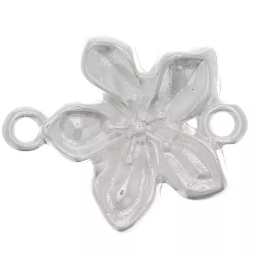 Distanziatore a fiore a 2 anelli 18x15 mm - Placcatura argento fino x1