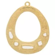 Pendente etnico ovale scavato - resina epossidica 34x28mm-Dorato oro fino - Avorio