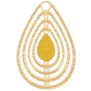 Ciondolo goccia traforato con resina epossidica 18x12 mm Dorato-giallo x1