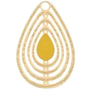 Ciondolo goccia traforato con resina epossidica 18x12 mm Dorato-giallo x1