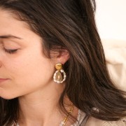 Ciondolo goccia traforato con resina epossidica 18x12 mm Dorato-giallo x1