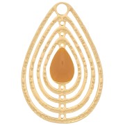 Ciondolo goccia traforato con resina epossidica 18x12 mm - Dorato- mostarda x1|raw }}