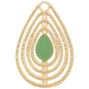 Ciondolo goccia traforato con resina epossidica 18x12 mm - Dorato- Mint x1