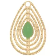 Ciondolo goccia traforato con resina epossidica 18x12 mm - Dorato- Mint x1