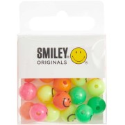 Assortimento di 21 perline tonde Smiley® 10 mm - Fluo - Nero
