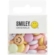 Assortimento di 35 perline piatte tonde Smiley® 12 mm - Pastello - Nero