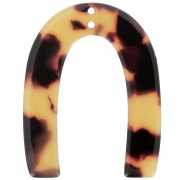 Pendente a forma di U in acetato 35x27mm 2 fori Squama di tartaruga Marrone nerox1|raw }}