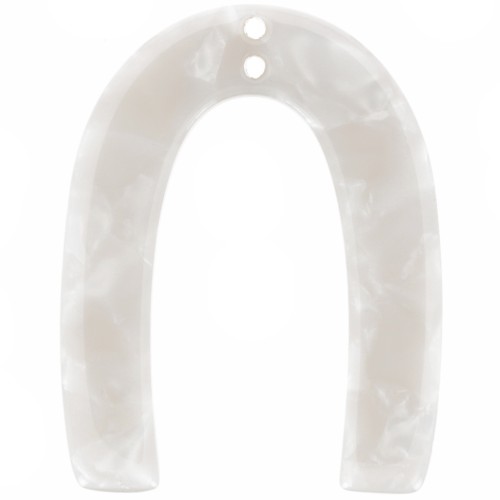 Pendente a forma di U in acetato 35x27 mm 2 fori - Tortoiseshell - White Pearl x1