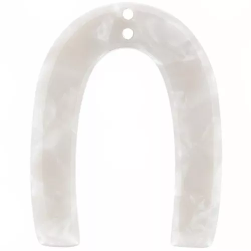 Pendente a forma di U in acetato 35x27 mm 2 fori - Tortoiseshell - White Pearl x1