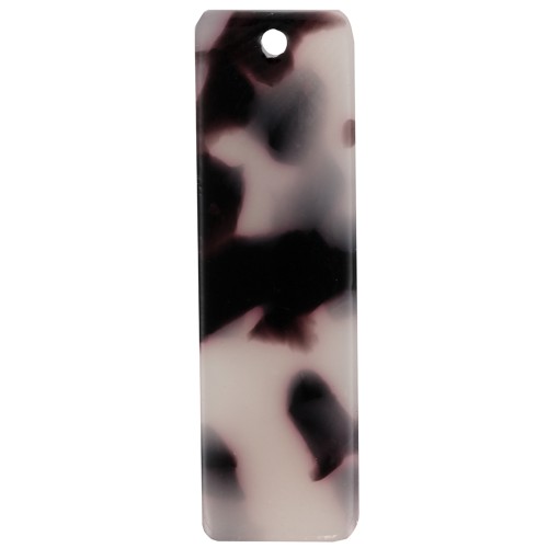 Pendente rettangolare 27x8 mm in acetato - Tartaruga - Beige - Nero x1