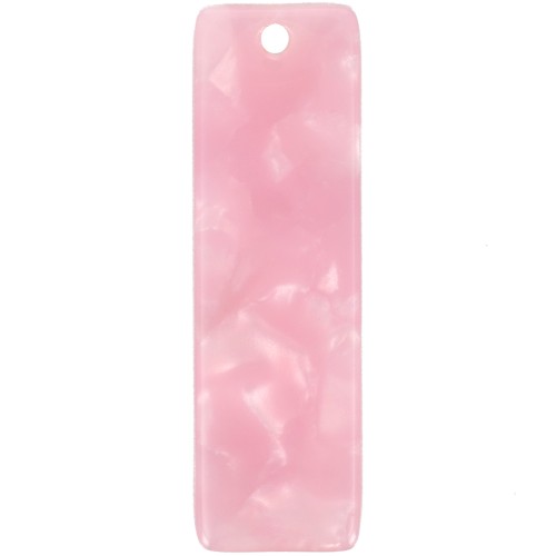 Pendente rettangolare 27x8 mm in acetato - Tartaruga - Rosa perlato x1
