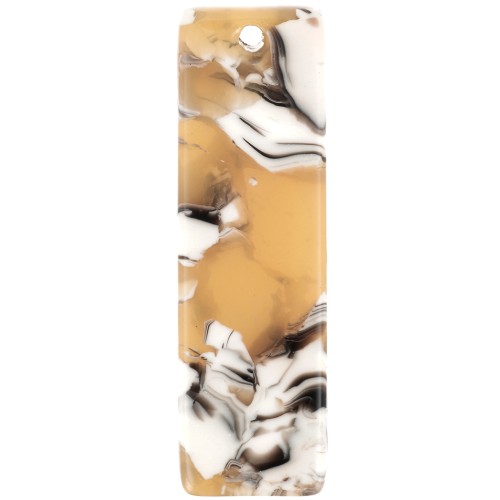 Pendente rettangolare in acetato 27x8 mm - Squama tartaruga- Ocra - Bianco x1