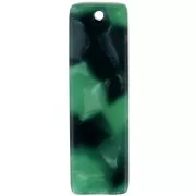 Pendente rettangolare 27x8 mm in acetato - Tartaruga - Verde scuro - Nero x1