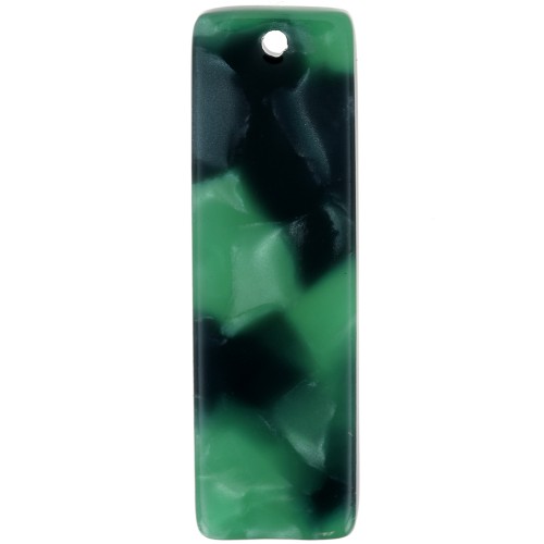 Pendente rettangolare 27x8 mm in acetato - Tartaruga - Verde scuro - Nero x1