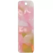 Pendente rettangolare 27x8 mm in acetato - Tartaruga - Rosa perlato - Miele x1