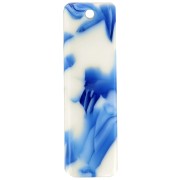 Pendente rettangolare 27x8 mm in acetato - Effetto marmorizzato blu scuro - Avorio x1