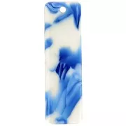 Pendente rettangolare 27x8 mm in acetato - Effetto marmorizzato blu scuro - Avorio x1